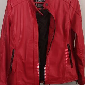 Red Biker Leather Jacket for Women – Genuine Leather Jacket - Medium